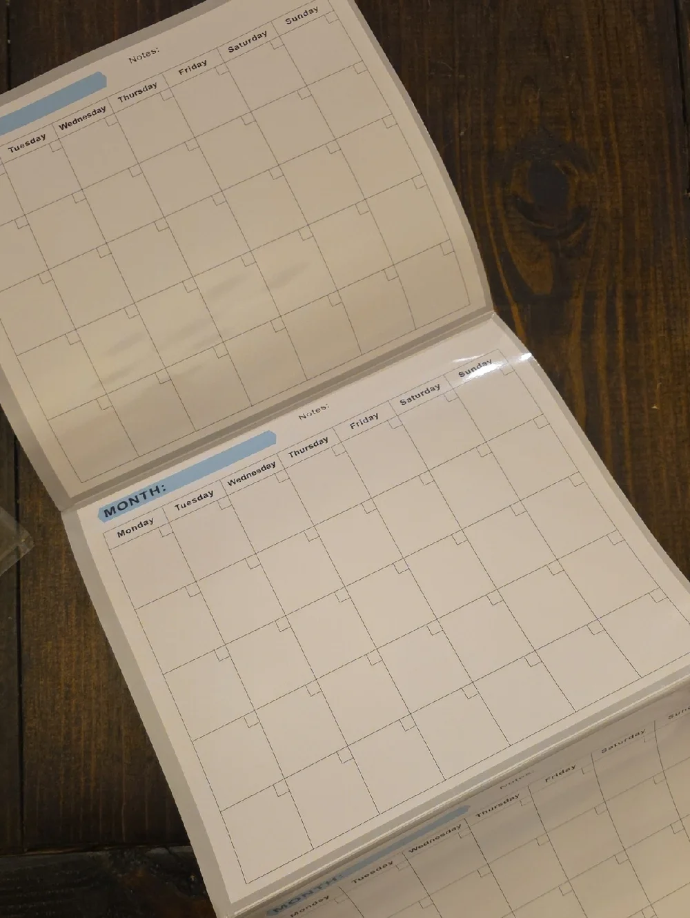 Blank Monthly Calendar Desk Pad - White